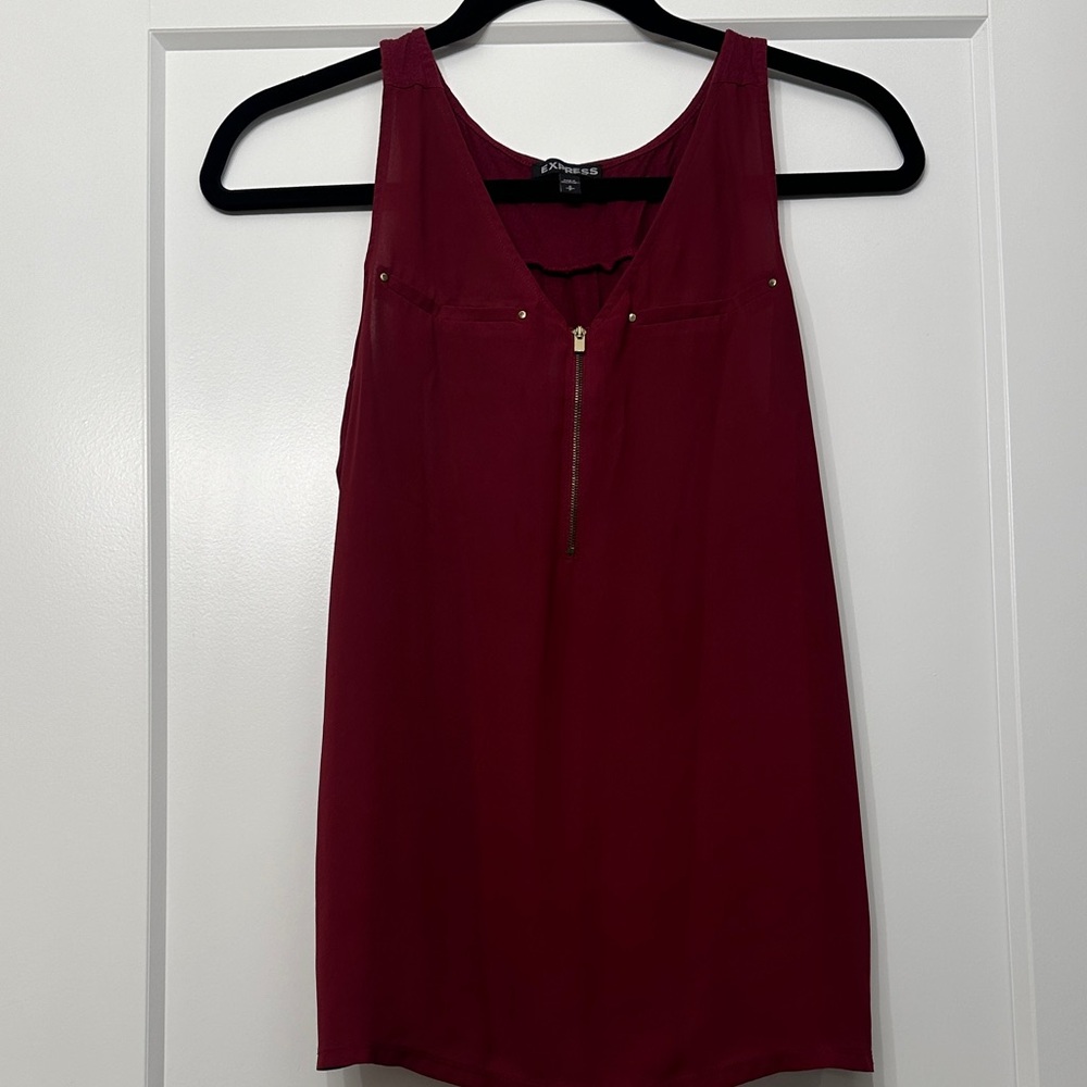 Express Burgundy Tank Top with Zipper